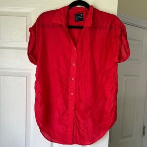 American Eagle Outfitters Red Button-Up Shirt S